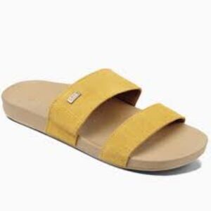 Reef Cushion Bounce Vista Suede Sandals Slip On Comfort Slides Mustard Women 7